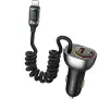 Ładowarka samochodowa USAMS 1xUSB+1xUSB-C 60W + kabel Ligtning 30W PD+QC Fast Charge Czarny