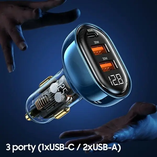 Ładowarka samochodowa USAMS 2xUSB+1xUSB-C 125W Fast Charge Czarny