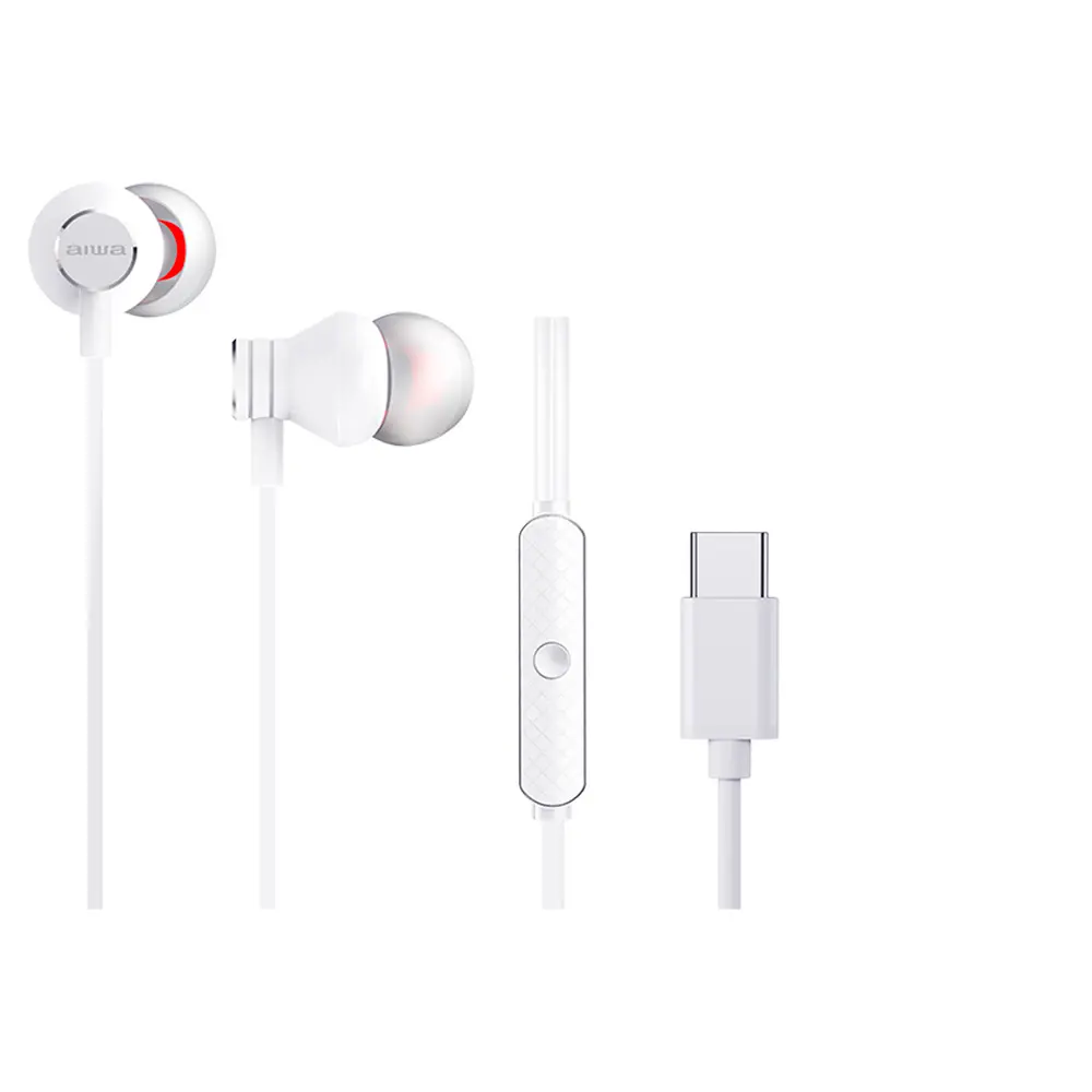 Słuchawki przewodowe Aiwa ESTM-50USB-C/WT Dokanałowe Mikrofon Biały