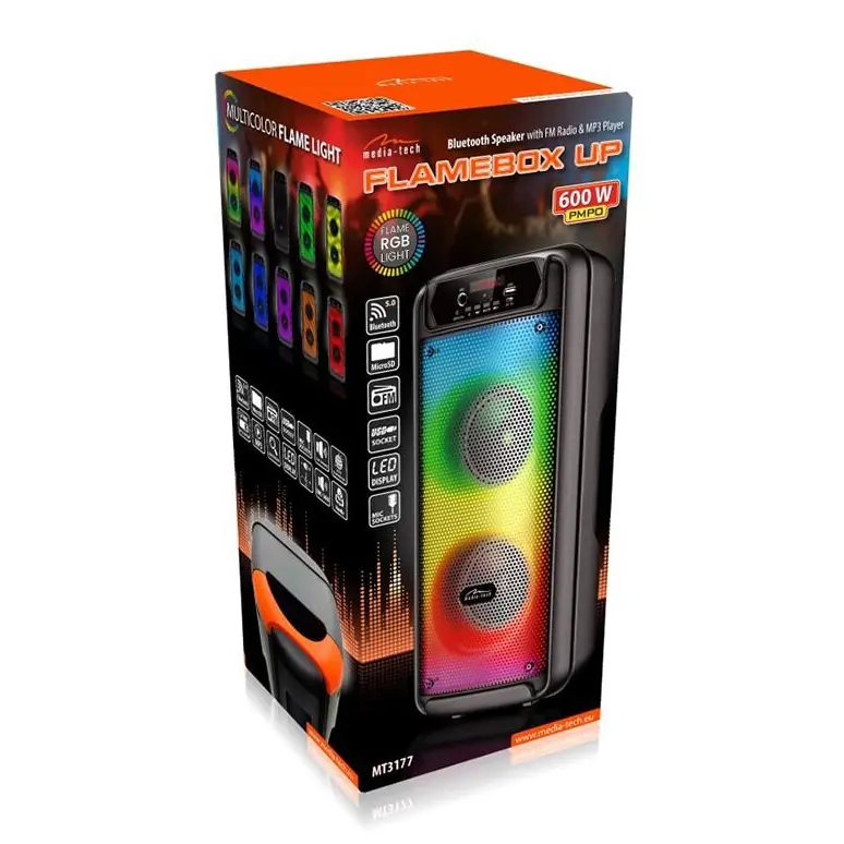 Głośnik Bluetooth Media-Tech FLAMEBOX UP MT3177 14W Radio FM Czarny