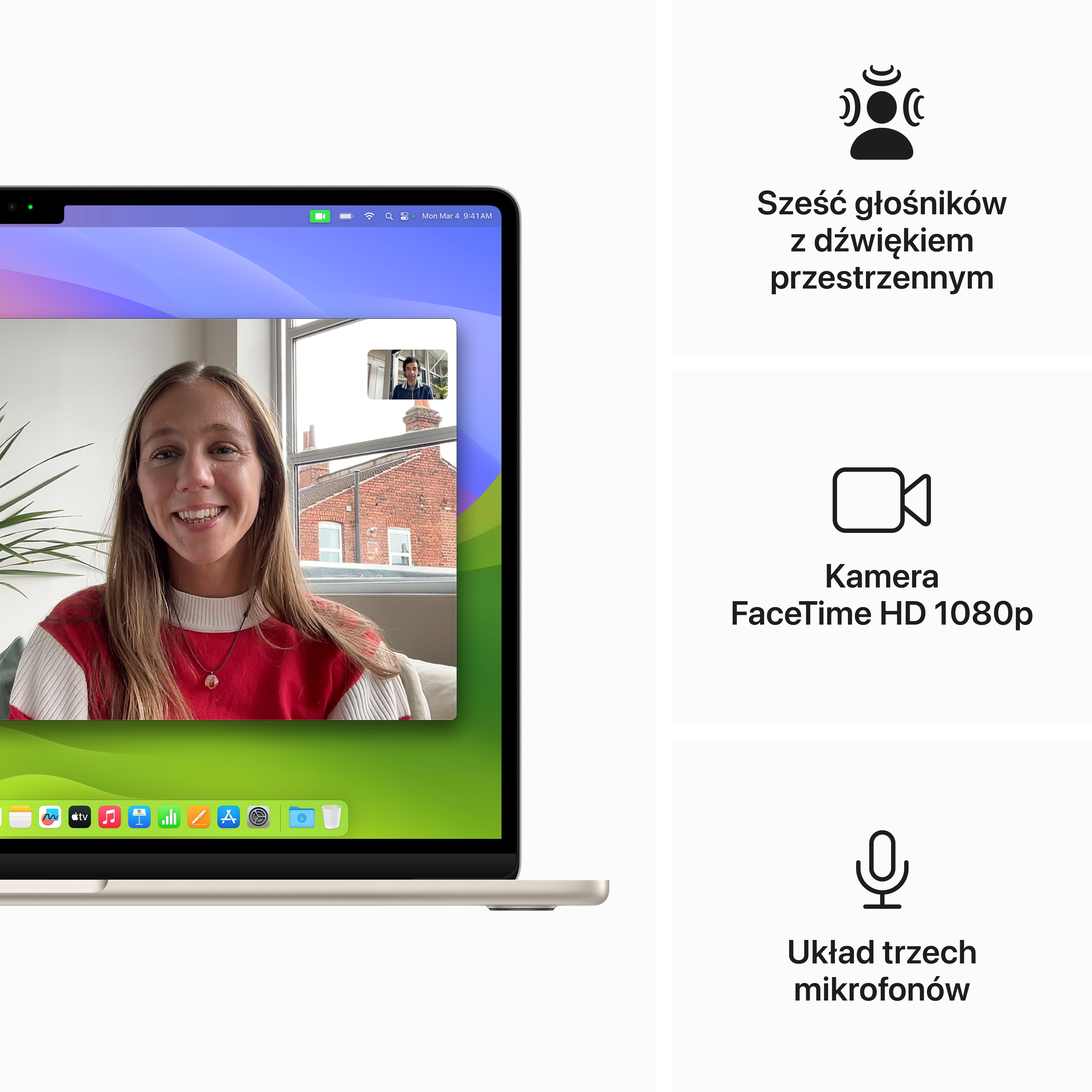 Apple MacBook Air 2024 15,3" M3 16GB RAM 256GB Dysk macOS Księżycowa Poświata
