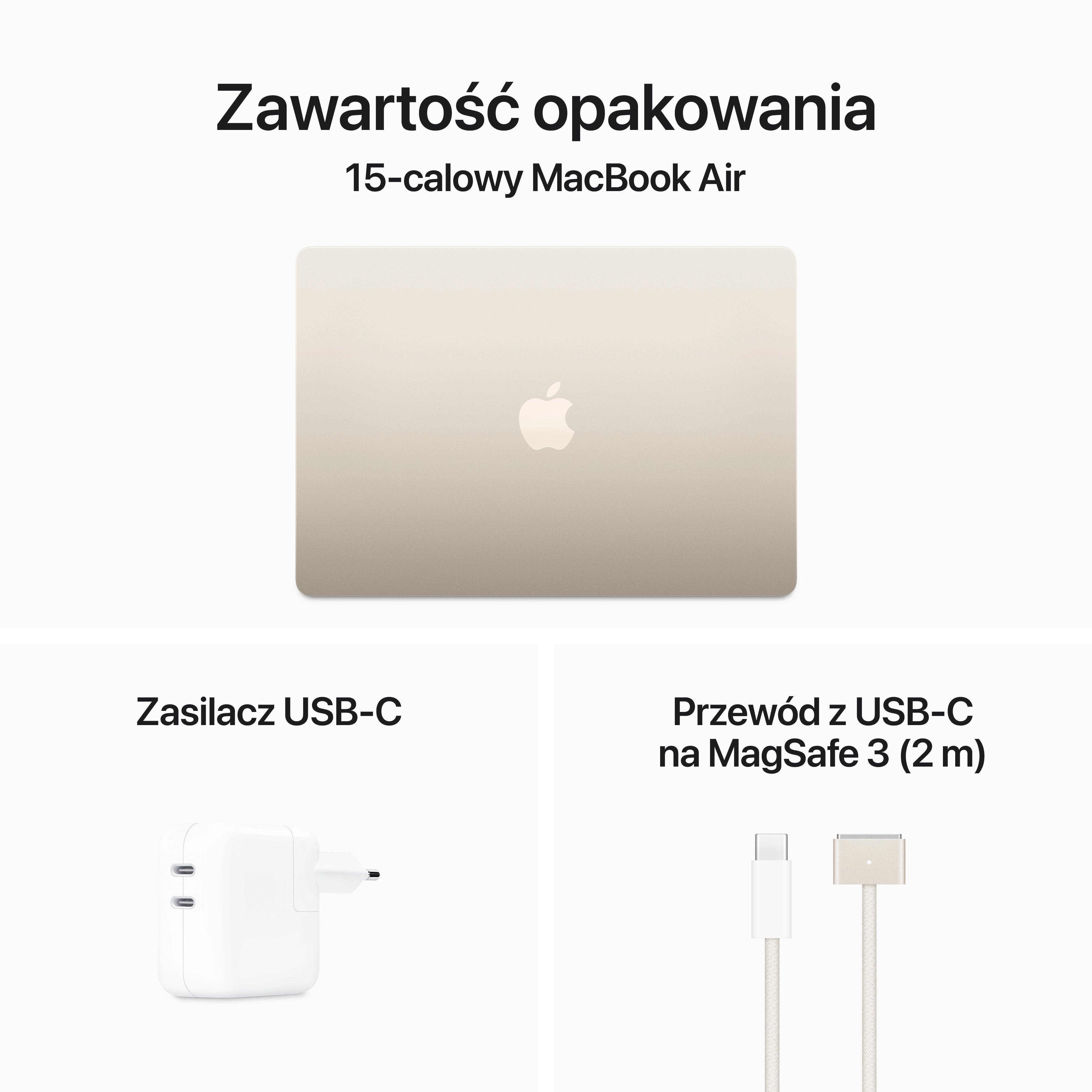 Apple MacBook Air 2024 15,3" M3 16GB RAM 256GB Dysk macOS Księżycowa Poświata