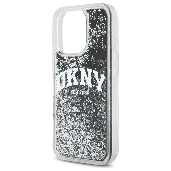 Etui DKNY Liquid Glitter Arch Logo do iPhone 16 Pro Czarny