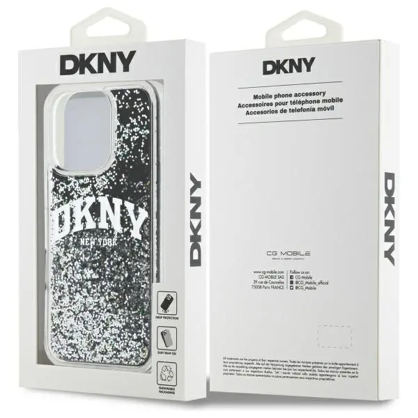 Etui DKNY Liquid Glitter Arch Logo do iPhone 16 Pro Czarny