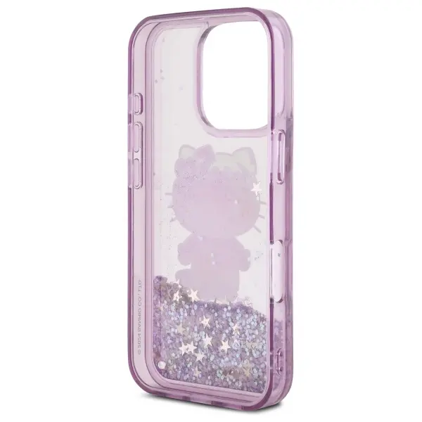 Etui Hello Kitty Liquid Glitter 50TH Anniversary Party do iPhone 16 Pro Max Fioletowy