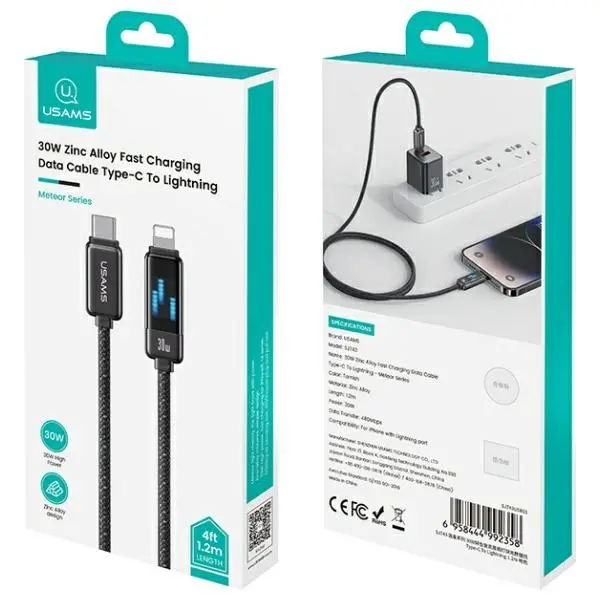 Kabel USAMS USB-C do Lightning 30W 1,2m Czarny
