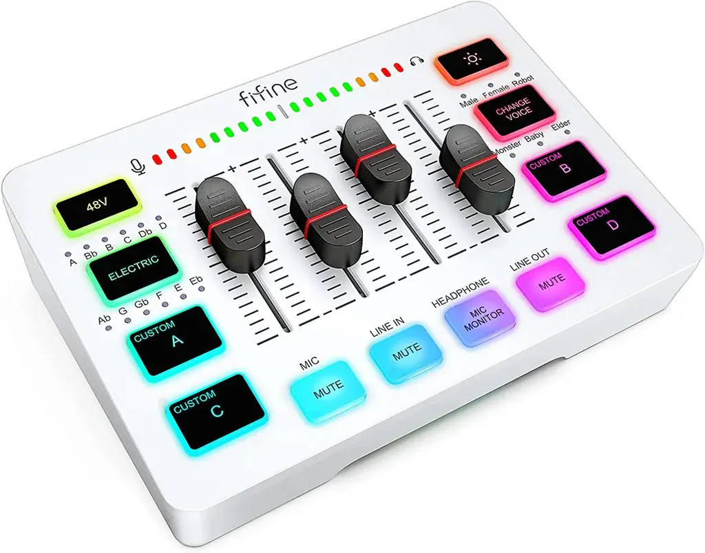 Mikser audio Fifine SC3W Karta dźwiękowa Biały