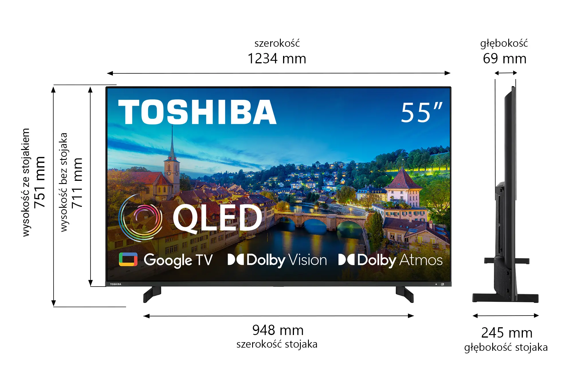 Telewizor Toshiba 55QG5E63DG 55"QLED 4K Google TV Dolby Vision Dolby Atmos DVB-T2