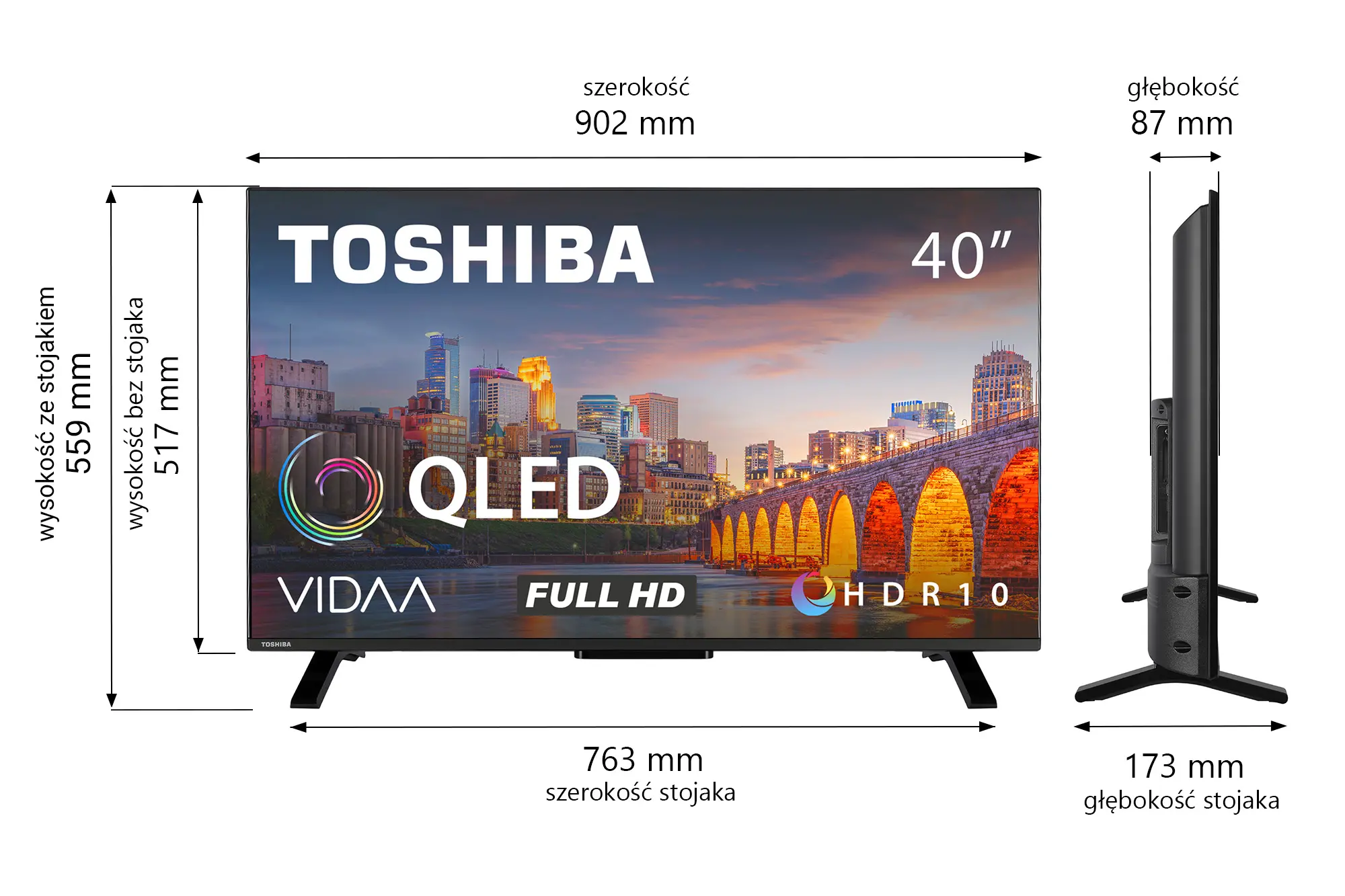 Telewizor Toshiba 40QV2F63DG 40" QLED Full HD Smart TV DVB-T2