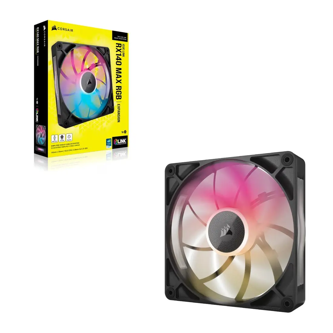 Wentylator Corsair iCUE Link RX140 Max RGB PWM 140mm Czarny