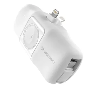 Powerbank Wozinsky WF16-YLS 5000mAh 15W Lightning z wbudowanym kablem USB-C Biały