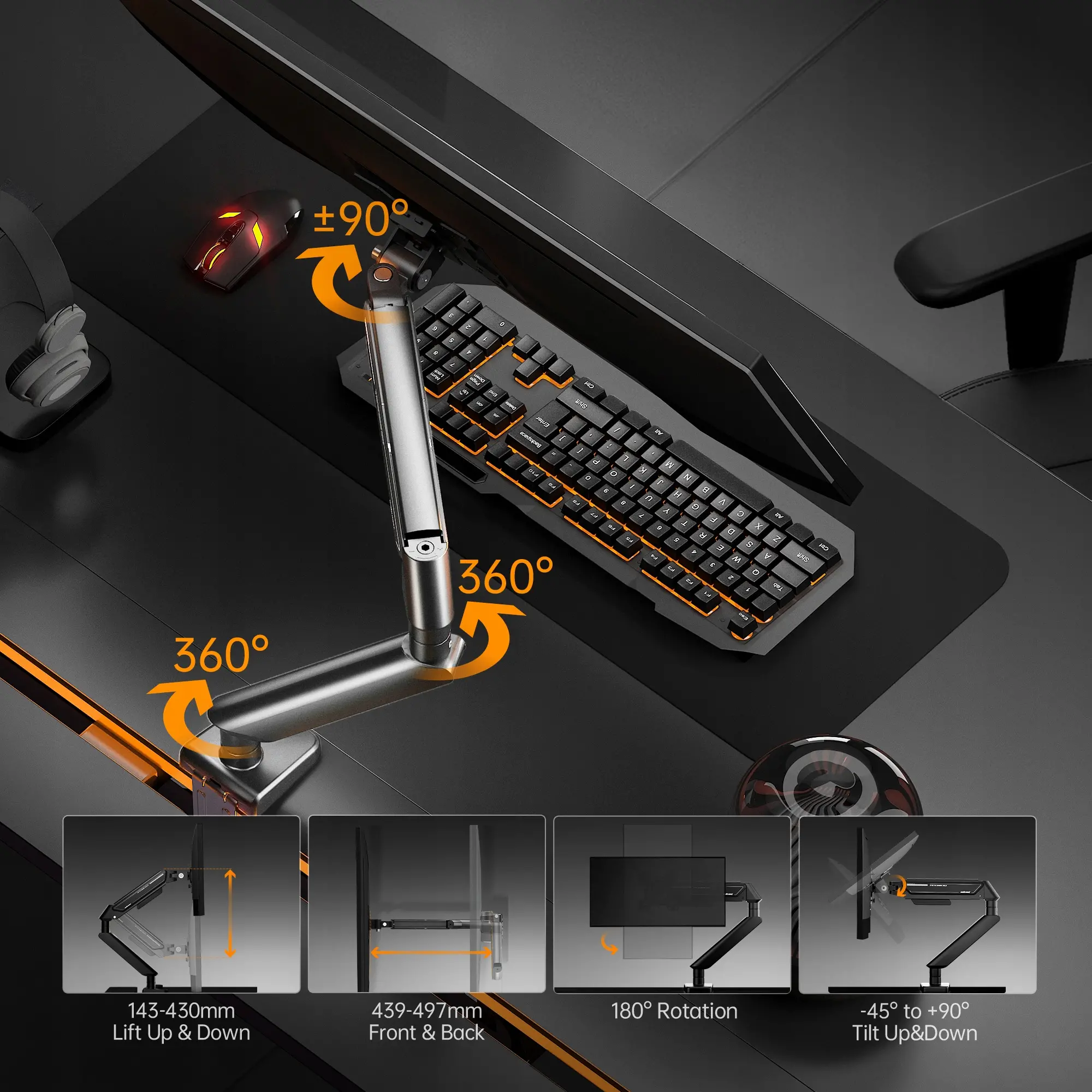 Uchwyt do monitora Anda Seat Stealth II od 17” do 32” Max 9kg Biały