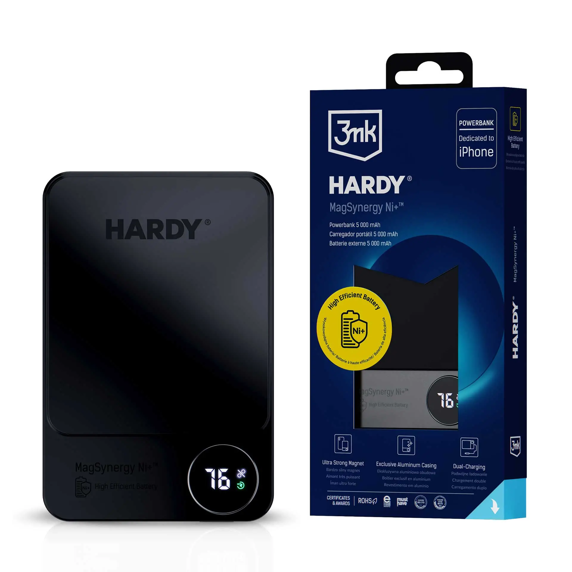 Powerbank 3mk Hardy MagSynergy Ni+ 5000mAh 22,5W Czarny