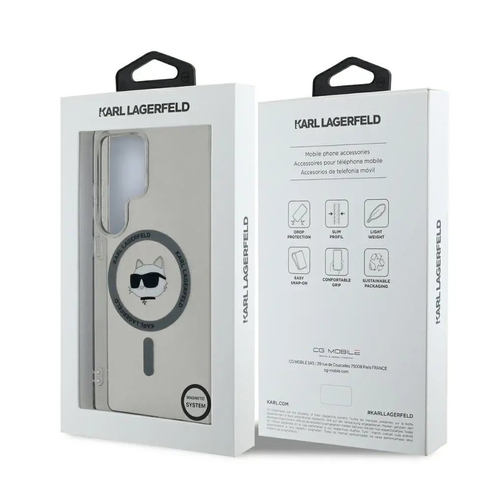 Etui Karl Lagerfeld Button Choupette Head Printed Logo MagSafe do Galaxy S25 Ultra Czarny