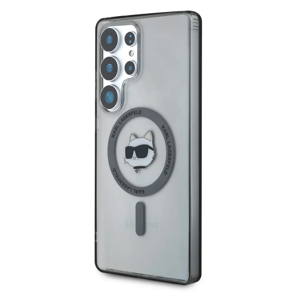 Etui Karl Lagerfeld Button Choupette Head Printed Logo MagSafe do Galaxy S25 Ultra Czarny