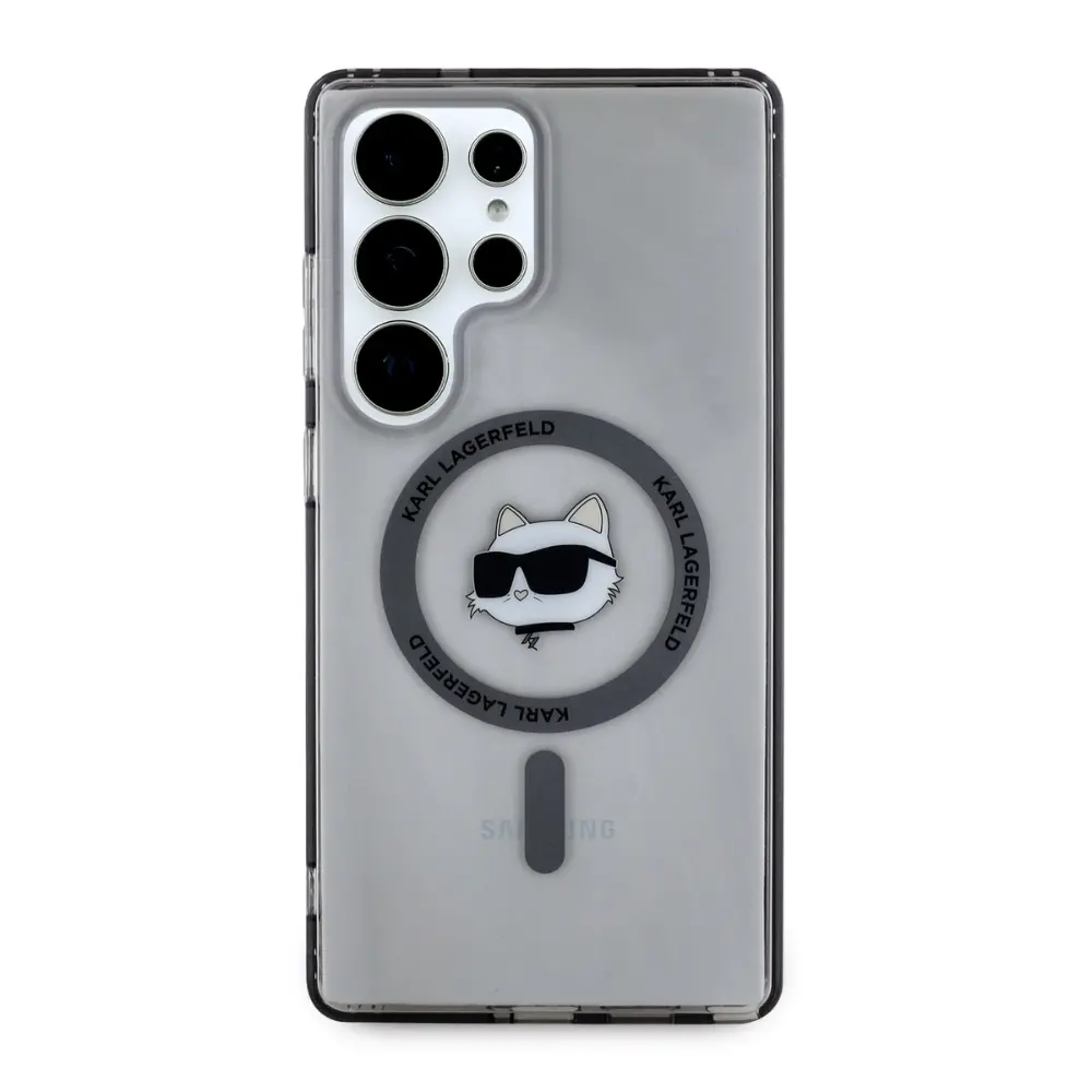 Etui Karl Lagerfeld Button Choupette Head Printed Logo MagSafe do Galaxy S25 Ultra Czarny