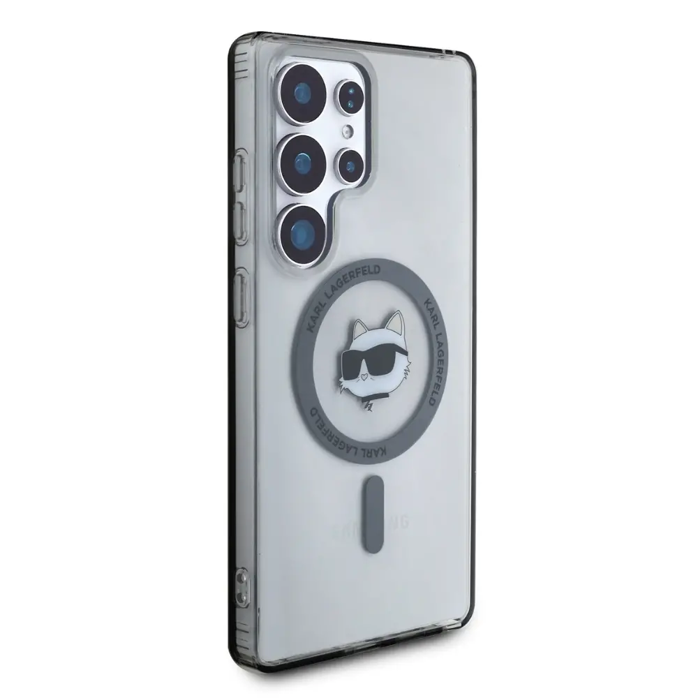 Etui Karl Lagerfeld Button Choupette Head Printed Logo MagSafe do Galaxy S25 Ultra Czarny