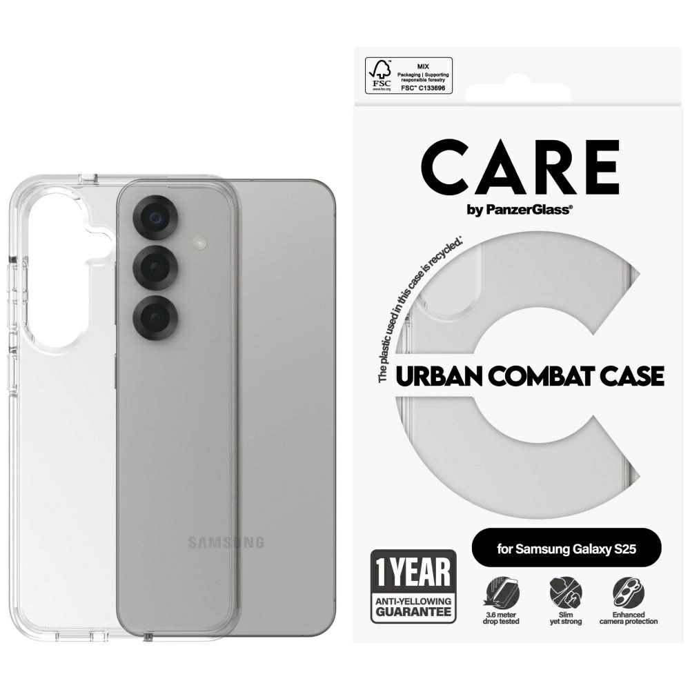 Etui PanzerGlass Flagship Urban Combat do Galaxy S25 Przezroczysty