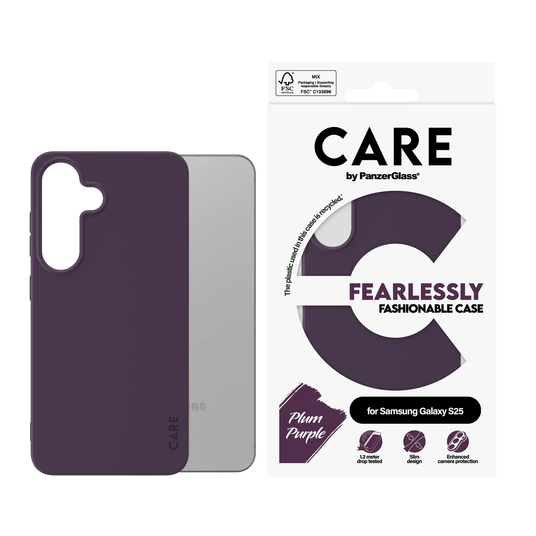 Etui PanzerGlass Fearlessly Fashionable do Samsung Galaxy S25 Fioletowy