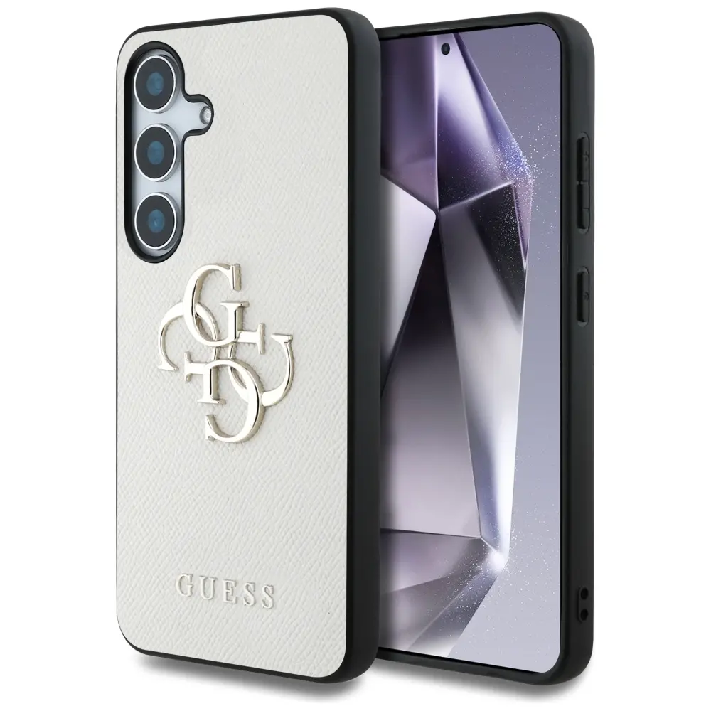 Etui Guess Grained Big 4G Logo Small Classic Logo do Galaxy S25 Beżowy