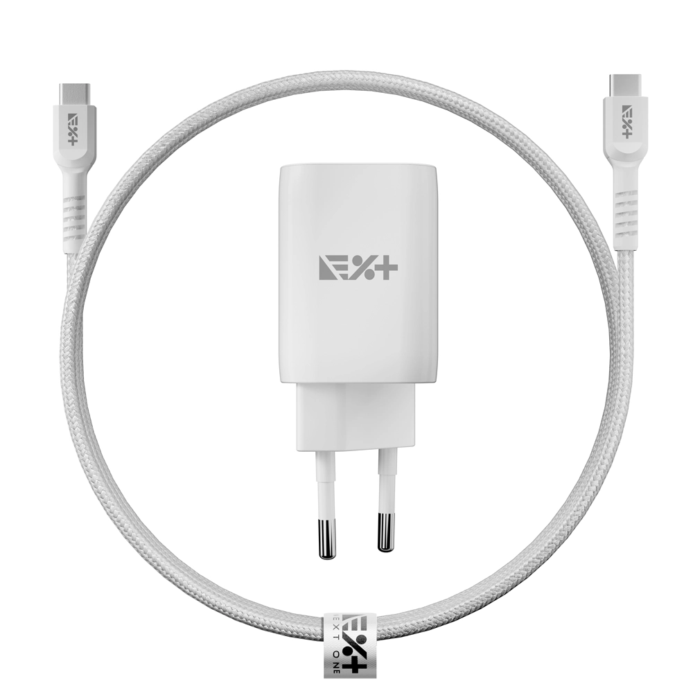 Ładowarka sieciowa NEXT ONE Fast 35W GaN 2xUSB-C + kablem USB-C Biały