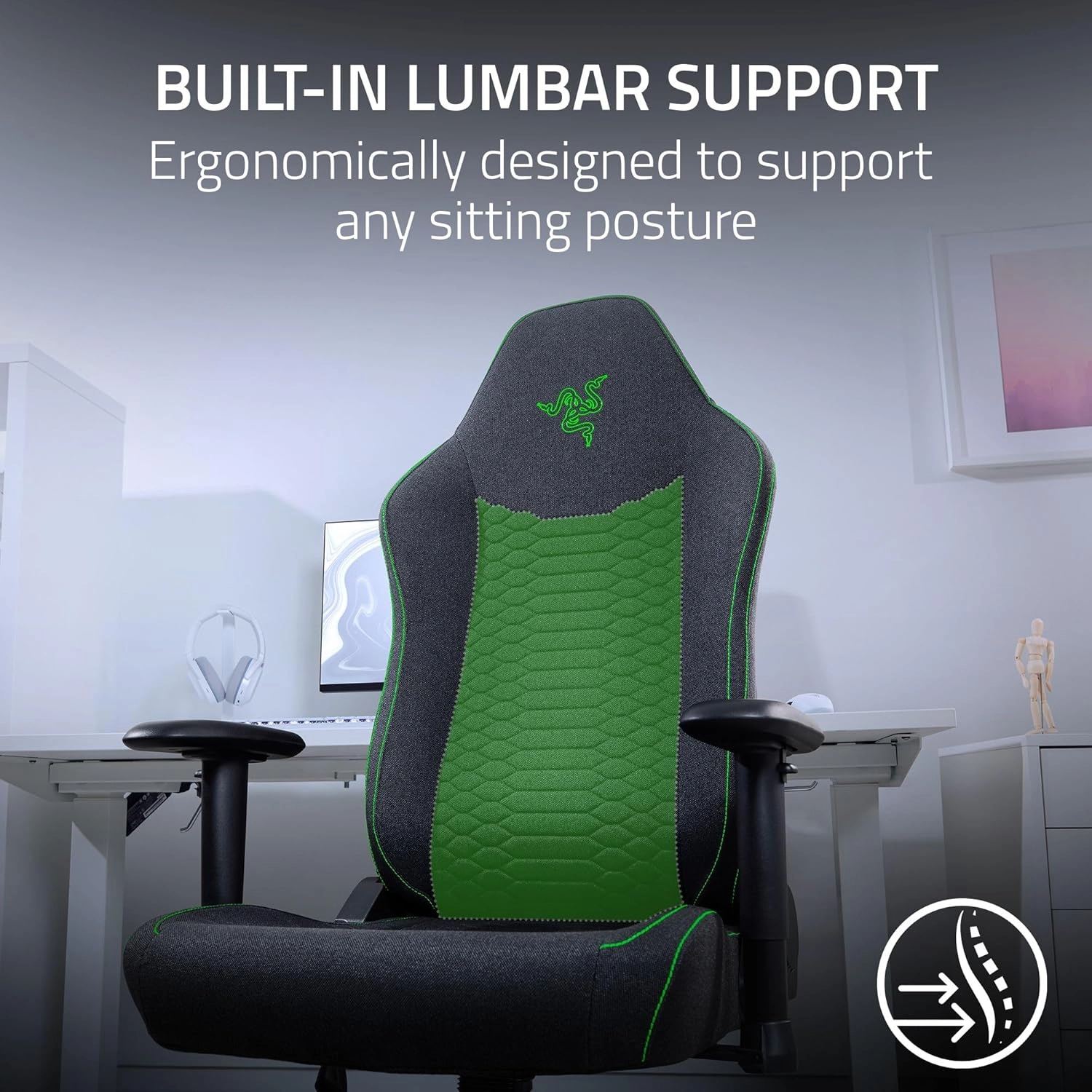 Fotel Razer Iskur V2 X Fabric Gamingowy do 136kg Tkanina Czarny