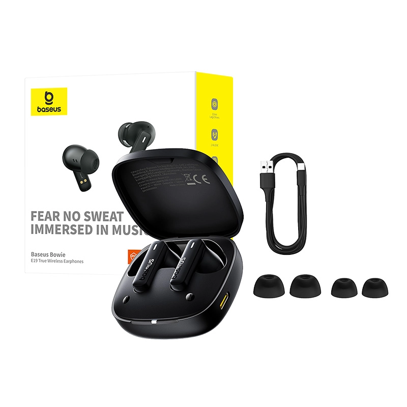 Słuchawki bezprzewodowe Baseus Bowie E19 Dokanałowe Bluetooth 5.3 Czarny