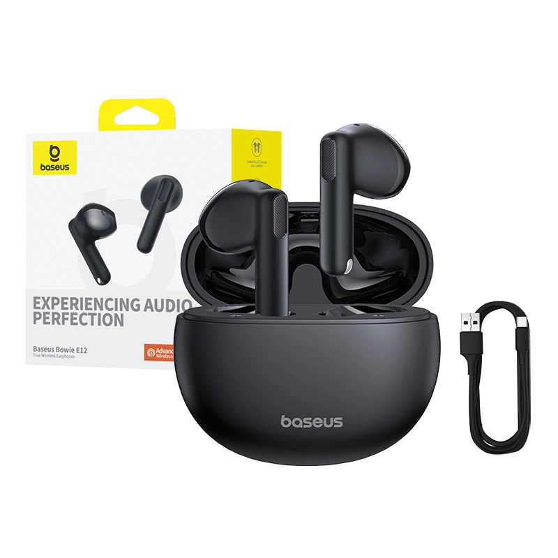 Słuchawki bezprzewodowe Baseus Bowie E12 Douszne Bluetooth 5.3 Czarny