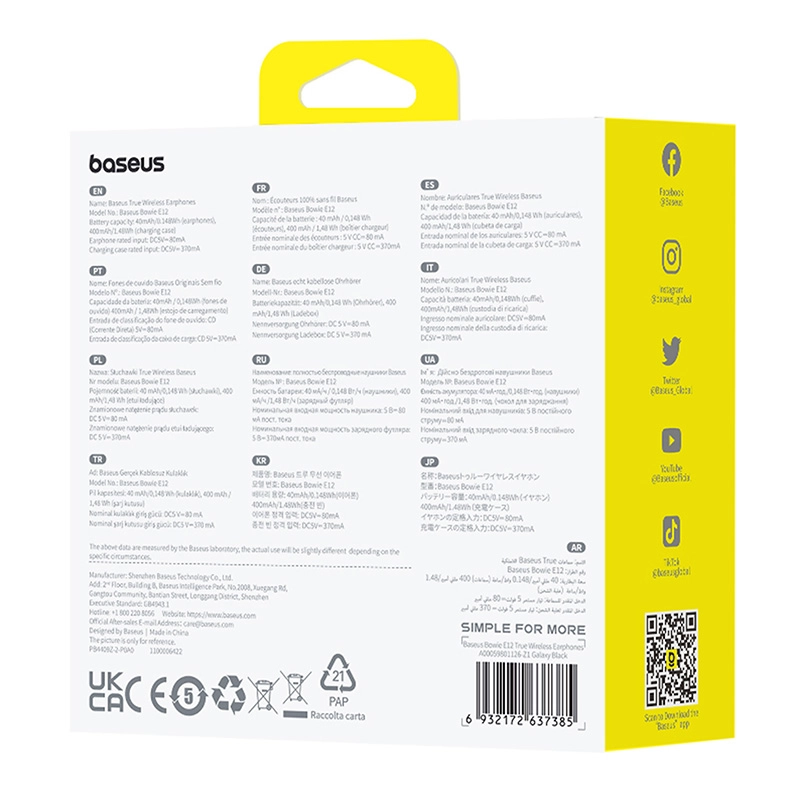 Słuchawki bezprzewodowe Baseus Bowie E12 Douszne Bluetooth 5.3 Czarny