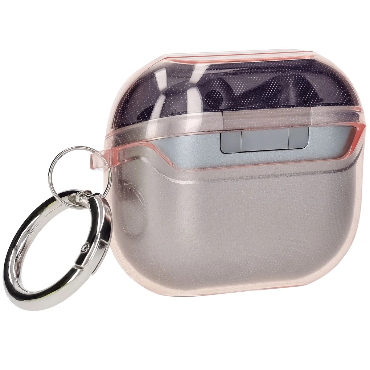 Etui na słuchawki Bizon Elastyczne z karabińczykiem do Samsung Galaxy Buds 3/3 Pro Przezroczysto-różowy