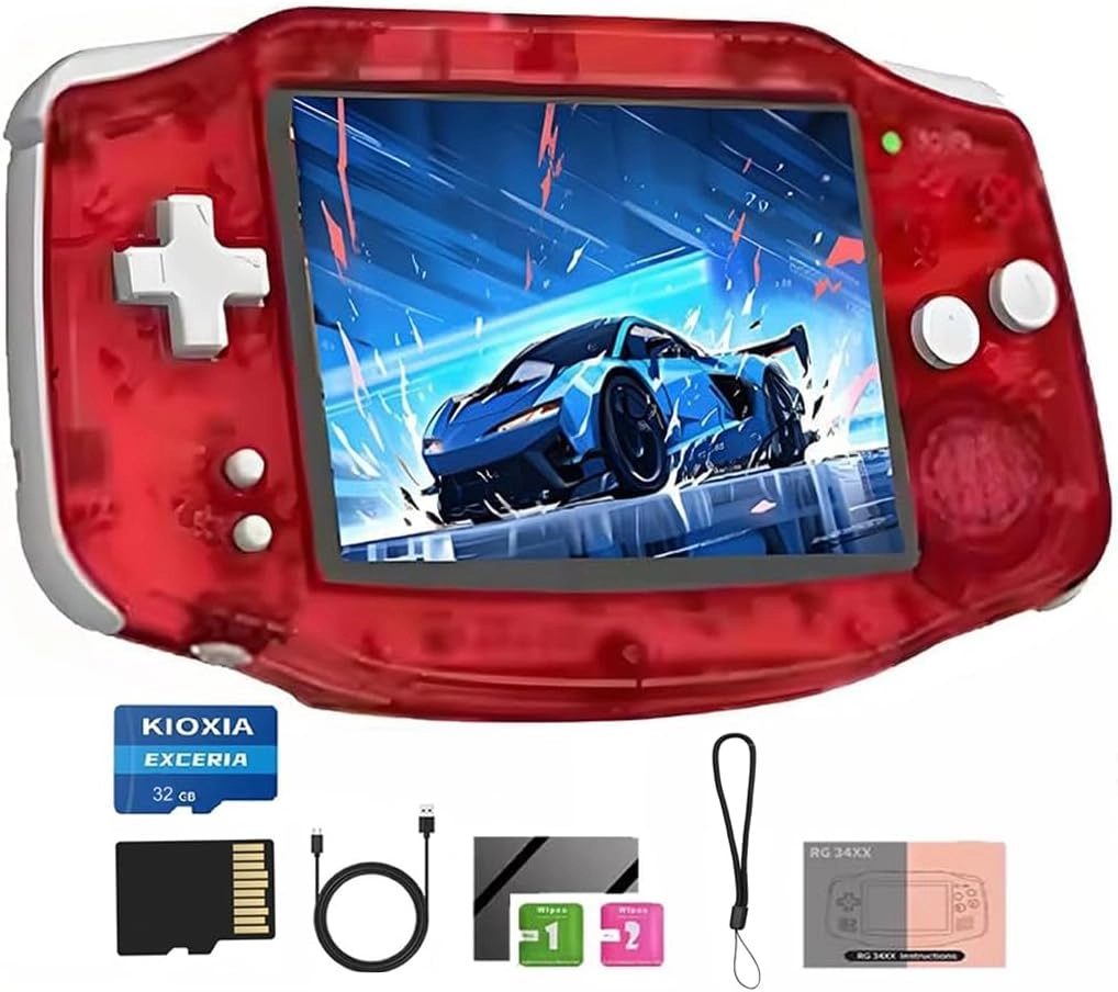 Konsola Anbernic RG34XX Transparentny czerwony