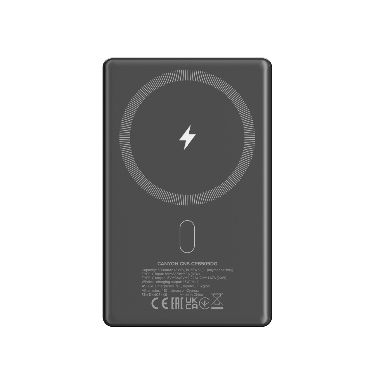 Powerbank Canyon OnPower 505 Magsafe 5000mAh PD 20W Grafitowy