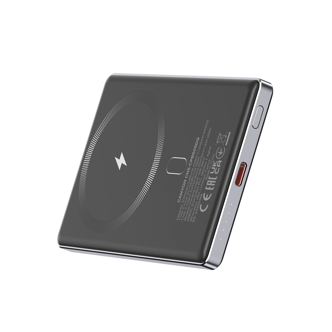 Powerbank Canyon OnPower 505 Magsafe 5000mAh PD 20W Grafitowy