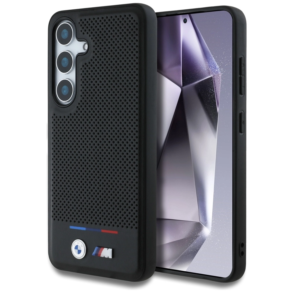 Etui BMW Leather Tricolor Stripe MagSafe do Galaxy S25 Czarny