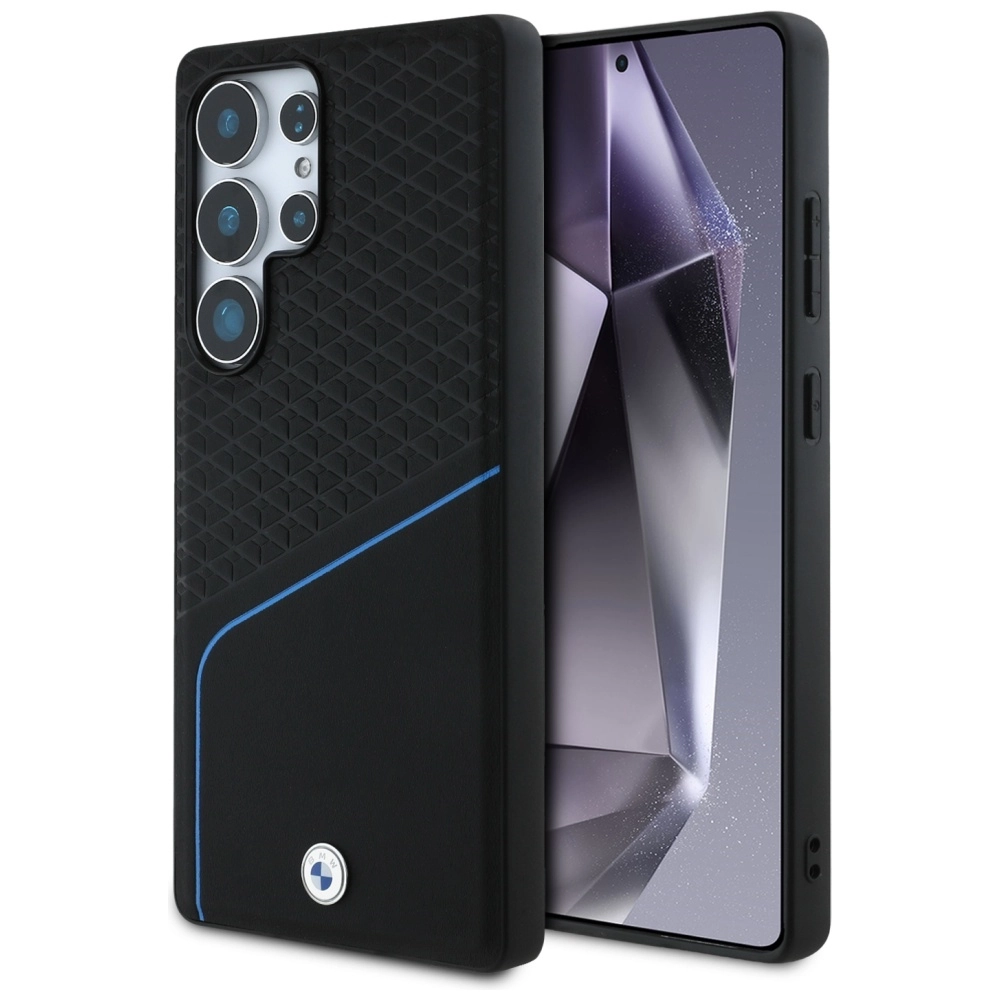 Etui BMW Leather Textured and Smooth MagSafe do Galaxy S25 Ultra Czarny