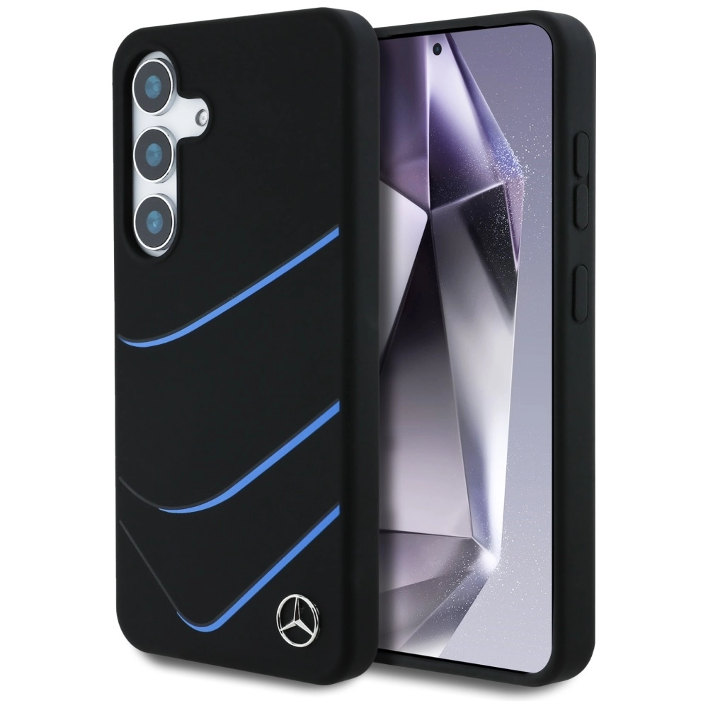Etui Mercedes-Benz Silicone Contrasted Curves MagSafe do Galaxy S25 Czarny