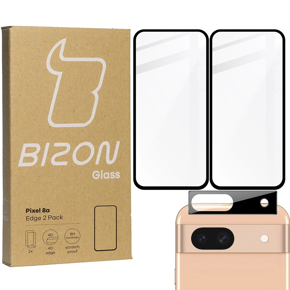 Zestaw ochronny Bizon 2x szkło + szybka na aparat Edge 2 Pack do Google Pixel 8a