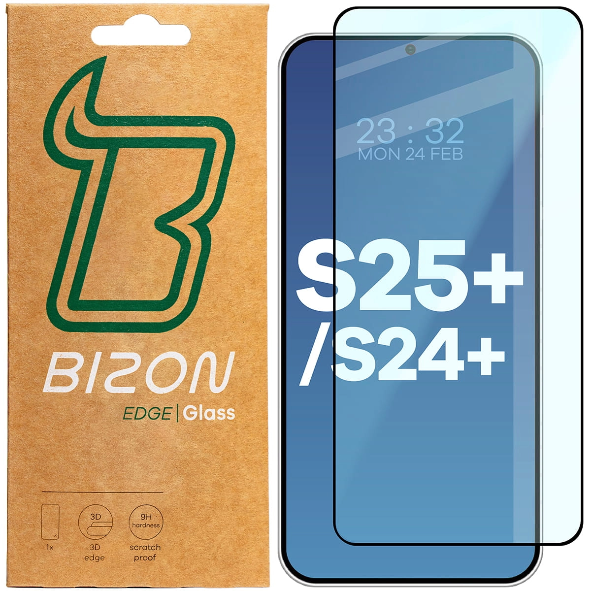 Szkło hartowane Bizon pełne Edge 2 do Galaxy S25 Plus/S24 Plus