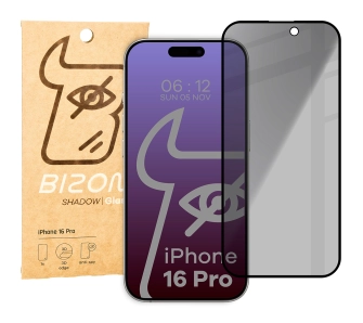 Szkło hartowane Bizon prywatyzujące pełne Edge Shadow do iPhone 16 Pro Przyciemniane