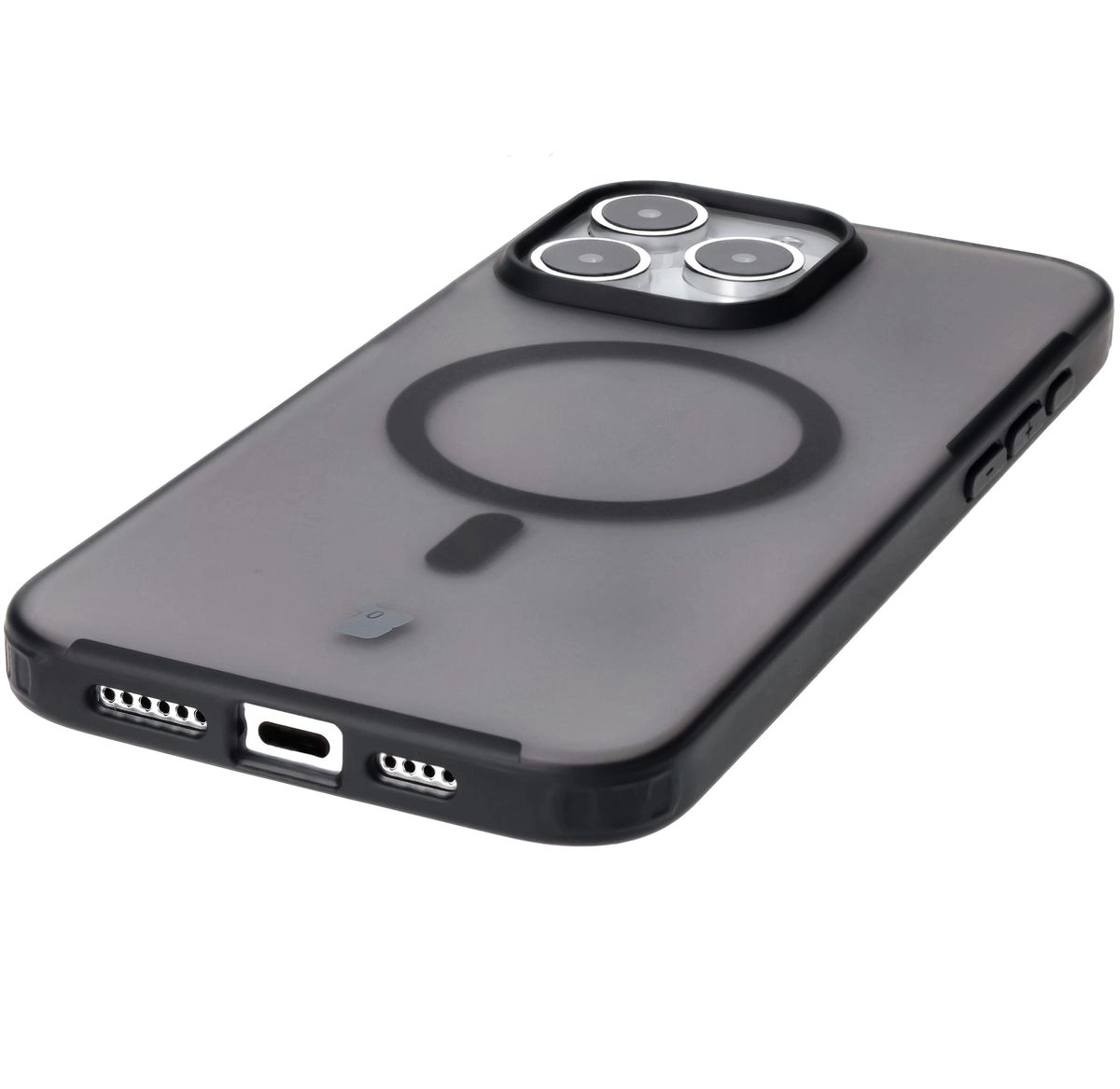 Etui Bizon MatteO z MagSafe do iPhone 15 Pro Max Półprzezroczyste z czarną ramką