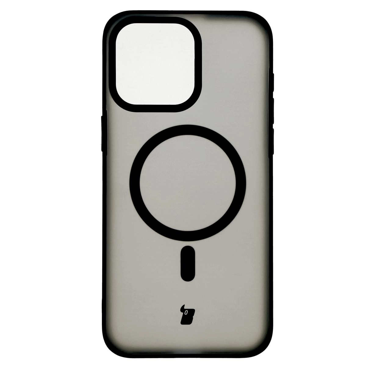 Etui Bizon MatteO z MagSafe do iPhone 15 Pro Max Półprzezroczyste z czarną ramką