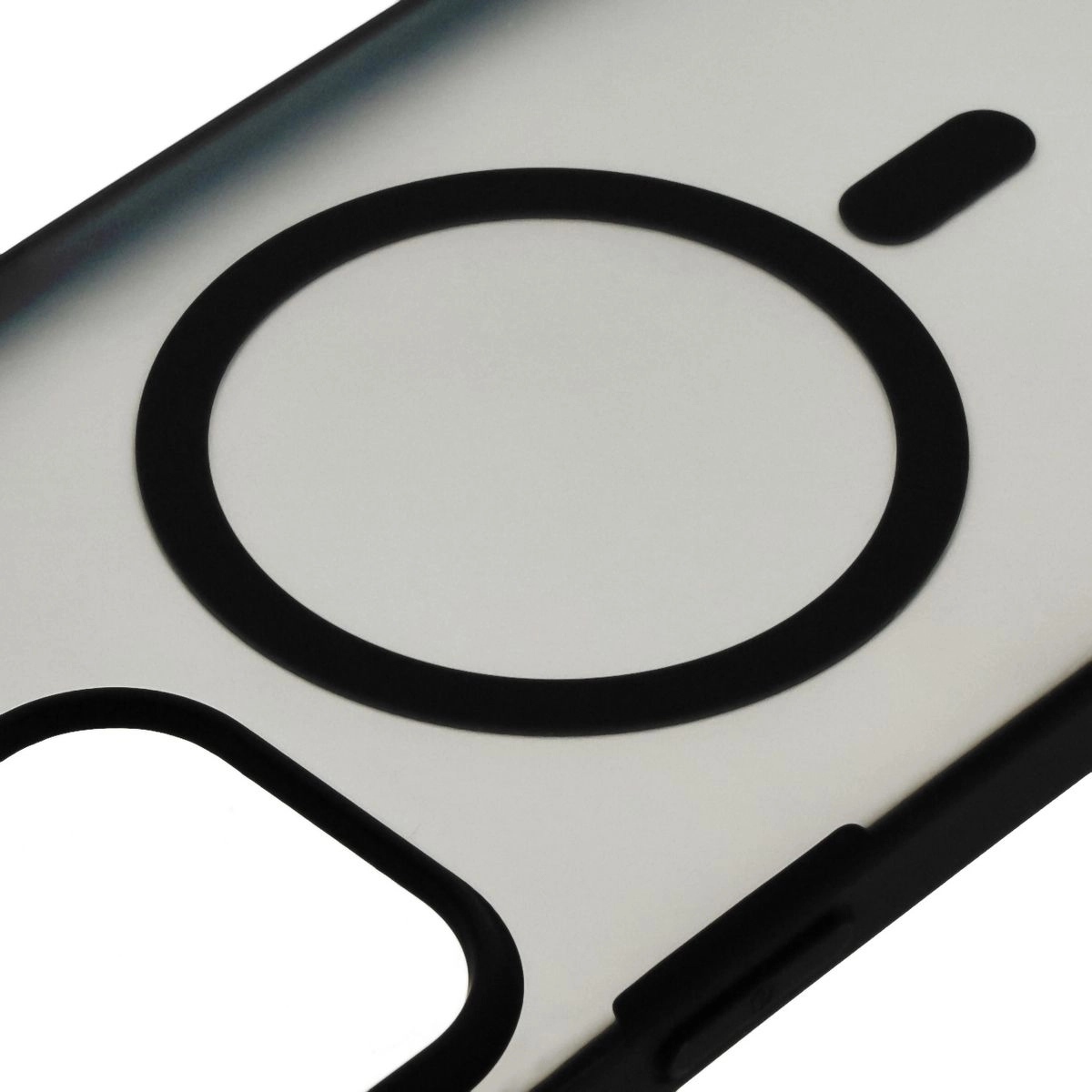 Etui Bizon MatteO z MagSafe do iPhone 15 Pro Max Półprzezroczyste z czarną ramką