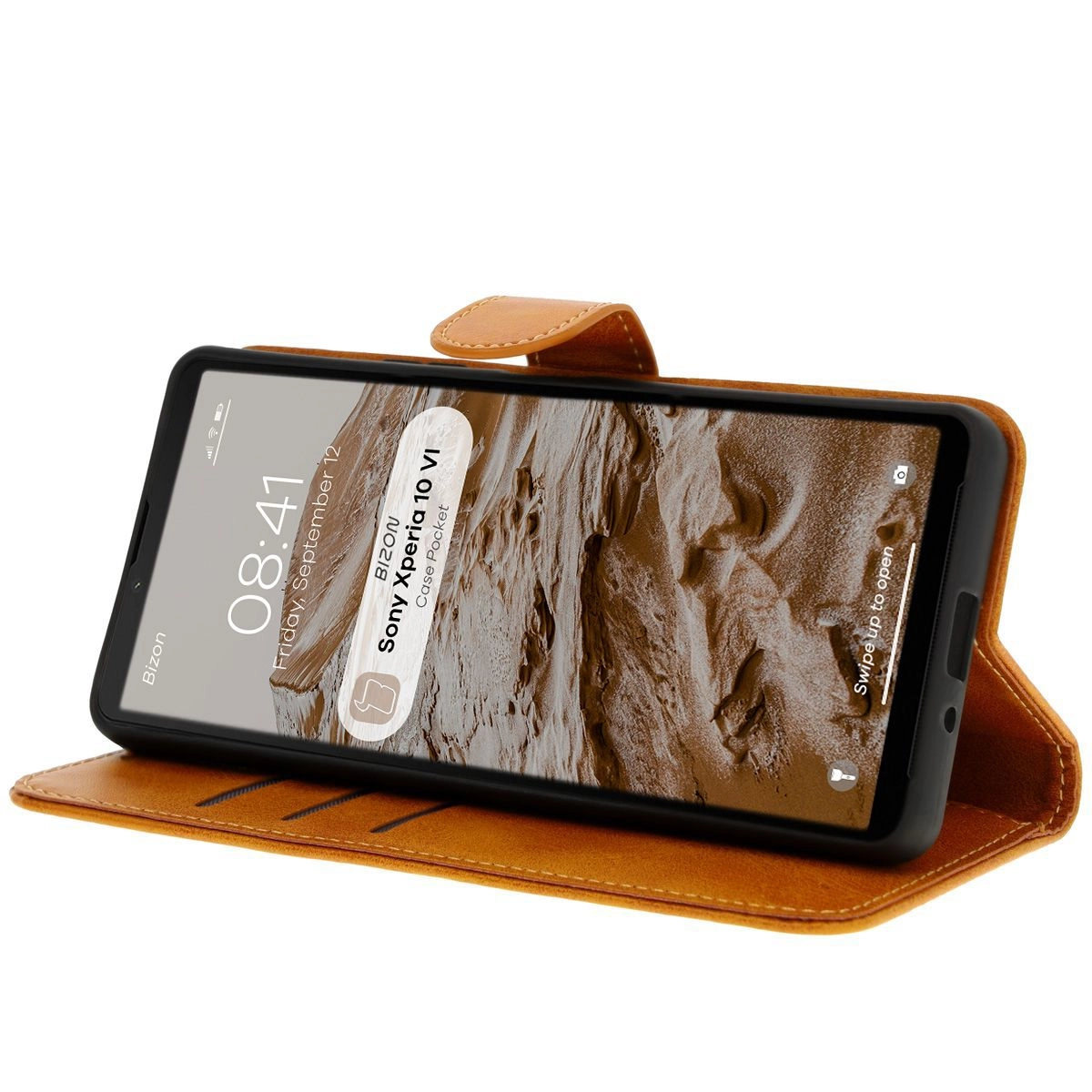 Etui Bizon z klapką Pocket do Sony Xperia 10 VI Brązowy