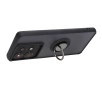 Etui Bizon z uchwytem na palec Hybrid Ring do Motorola Edge 50 Pro Przydymione z czarną ramką