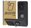 Etui Bizon z uchwytem na palec Hybrid Ring do Motorola Edge 50 Pro Przydymione z czarną ramką
