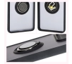 Etui Bizon z uchwytem na palec Hybrid Ring do Motorola Edge 50 Pro Przydymione z czarną ramką