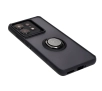 Etui Bizon z uchwytem na palec Hybrid Ring do Motorola Edge 50 Pro Przydymione z czarną ramką