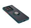 Etui Bizon z uchwytem na palec Hybrid Ring do Motorola Edge 50 Pro Przydymione z ciemnozieloną ramką