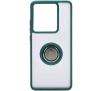 Etui Bizon z uchwytem na palec Hybrid Ring do Motorola Edge 50 Pro Przydymione z ciemnozieloną ramką