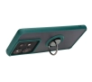 Etui Bizon z uchwytem na palec Hybrid Ring do Motorola Edge 50 Pro Przydymione z ciemnozieloną ramką